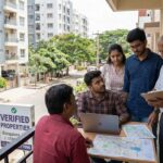 Apartment hunting in Bangalore with a person reviewing rental listings and documents