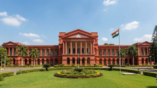 Attara Kacheri red colonial building with grand columns in Bengaluru
