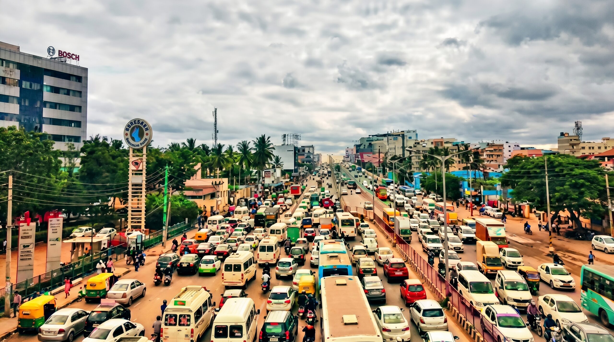 the banglore roads with traffic