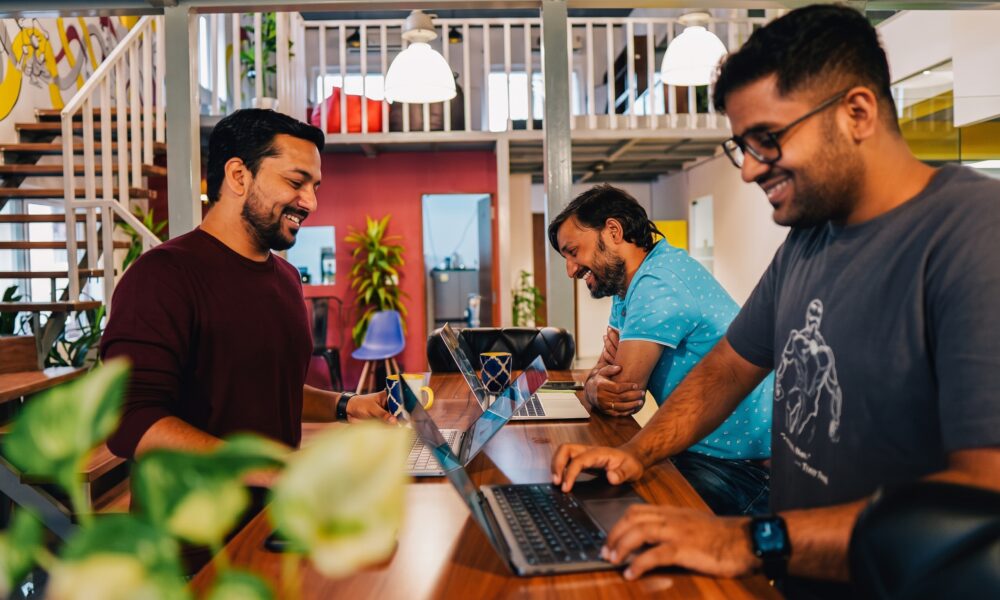 Diverse professionals and friends connecting in Bangalore city