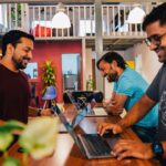 Diverse professionals and friends connecting in Bangalore city