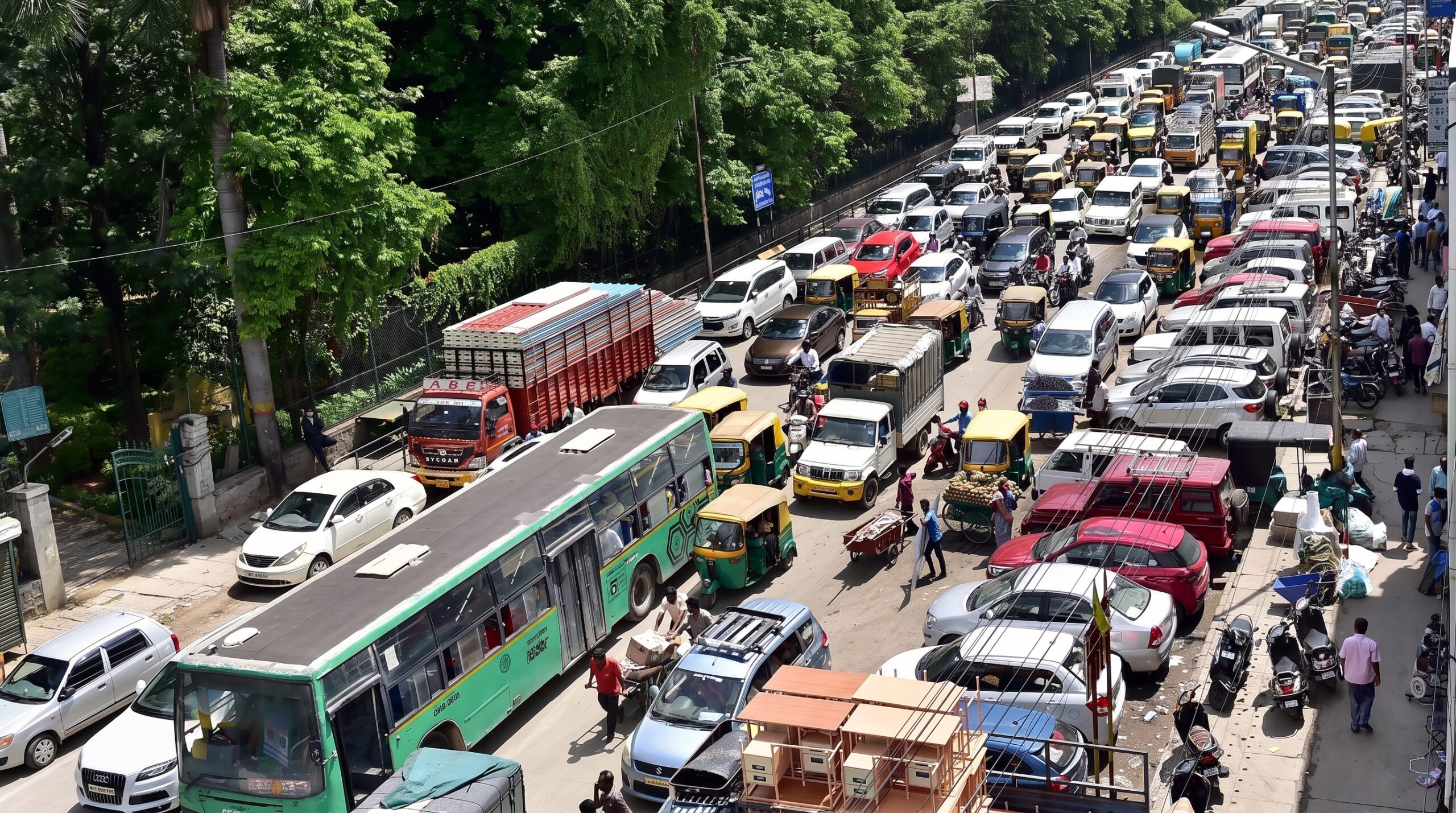 Bangalore traffic during morning commute showing the city's busy urban life